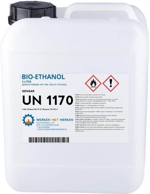 Wmm Chemie Bio ethanol 99 5 liter, Doe-het-zelf en Verbouw, Verwarming en Radiatoren, Nieuw, Verzenden