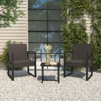 vidaXL 3-delige Loungeset met kussens poly rattan zwart, Tuin en Terras, Tuinsets en Loungesets, Verzenden, Nieuw, Rotan, Loungeset