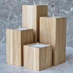 HOCHO Eikenhouten Waxinelichthouders – Set van 4, Ophalen of Verzenden, Nieuw