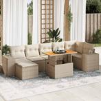 vidaXL 8-delige Loungeset met kussens poly rattan beige, Verzenden, Nieuw, Rotan, Loungeset