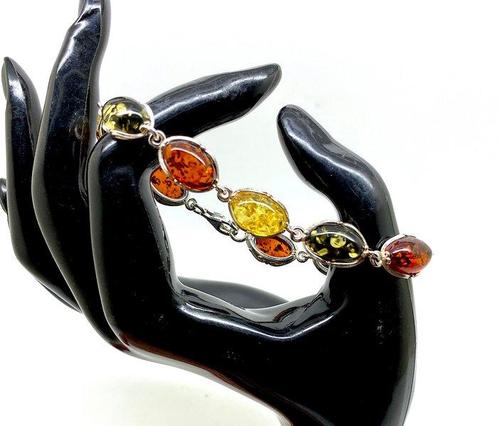 Echte Baltische barnsteen armband sterling zilver 925 -, Verzamelen, Mineralen en Fossielen
