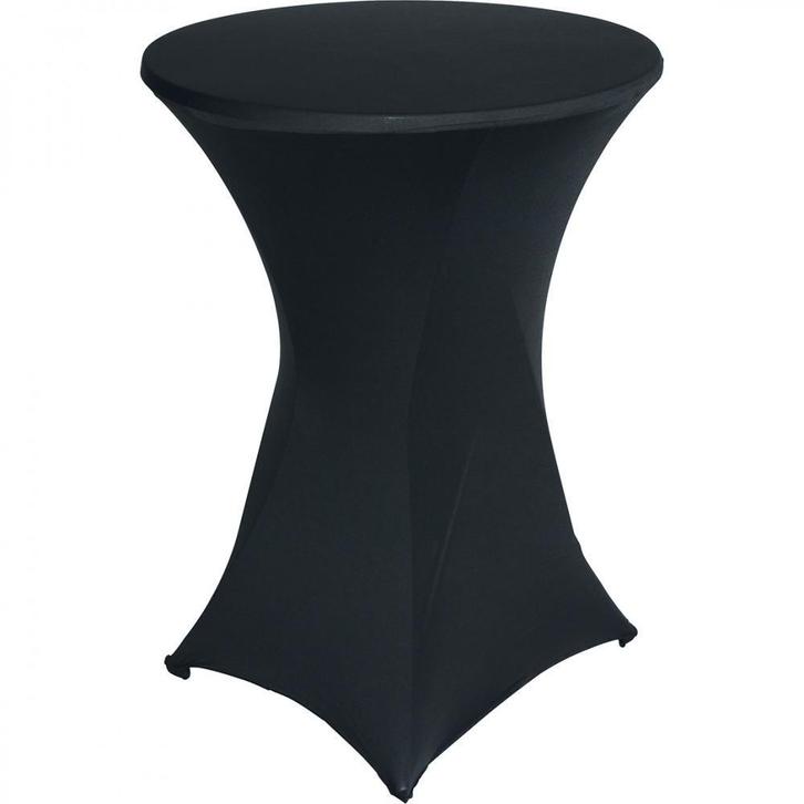 Statafel huren Ø80 cm met zwarte stretchhoes – €7,50 per dag, Hobby en Vrije tijd, Feestartikelen | Verhuur, Overige, Nieuw, Ophalen