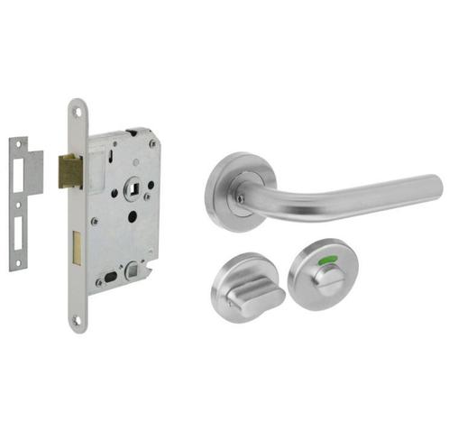 Intersteel deurbeslag set WC-Slot 63/8 mm wit + deurklink, Doe-het-zelf en Verbouw, Hang- en Sluitwerk, Verzenden