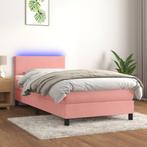 vidaXL Boxspring met matras en LED fluweel roze 90x200 cm, 90 cm, Eenpersoons, Verzenden, Nieuw
