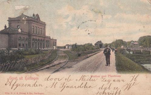 HARLINGEN - Station met Plantsoen, Verzamelen, Ansichtkaarten | Nederland, Verzenden