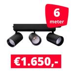 LED Railverlichting Tripolore Zwart 6 spots + 6M rails, Ophalen of Verzenden