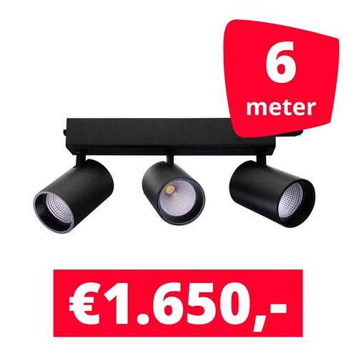 LED Railverlichting Tripolore Zwart 6 spots + 6M rails, Zakelijke goederen, Kantoor en Winkelinrichting | Winkel en Inventaris