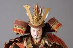 Samurai pop  (musha ningyô) - Brocade, Gofun, Zijde,, Antiek en Kunst