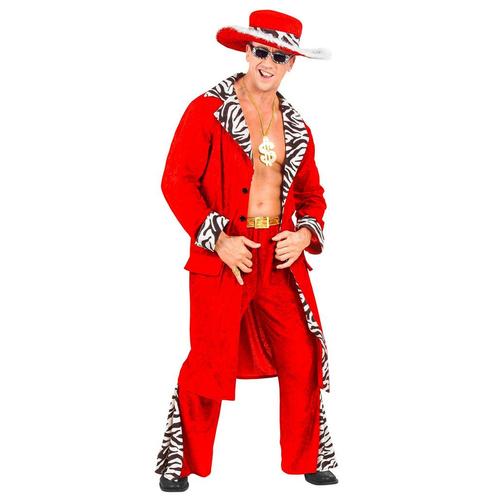 Pooier Kostuum Rood Heren, Kleding | Heren, Carnavalskleding en Feestkleding, Nieuw, Verzenden