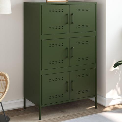 vidaXL buffetkast 68x39x113 cm staal olijfgroen, Huis en Inrichting, Kasten | Buffetkasten, 25 tot 50 cm, Nieuw, Metaal, 100 tot 150 cm