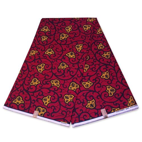 VLISCO stof Hollandais Afrikaanse Wax print - Rood / Gele Br, Hobby en Vrije tijd, Stoffen en Lappen, Nieuw, Ophalen of Verzenden