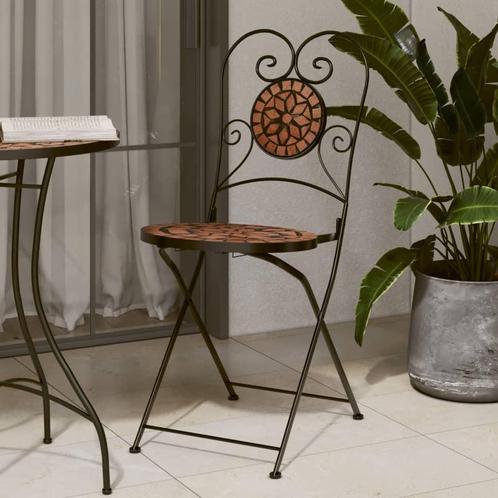vidaXL Bistrostoelen 2 st inklapbaar keramiek, Tuin en Terras, Tuinstoelen, Nieuw, Verzenden