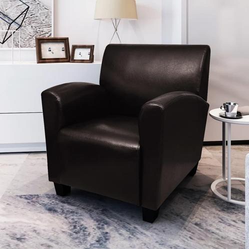 Fauteuil kunstleer donkerbruin - Retourdeal! - 45% Korting, Huis en Inrichting, Fauteuils, 50 tot 75 cm, Minder dan 75 cm, Nieuw