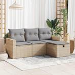vidaXL 4-delige Loungeset met kussens poly rattan beige, Tuin en Terras, Tuinsets en Loungesets, Verzenden, Nieuw, Rotan, Loungeset