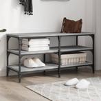 vidaXL Schoenenbankje 100x38,5x49 cm bewerkt hout grijs, Huis en Inrichting, Banken | Voetenbanken en Poefen, Verzenden, Nieuw