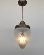 Plafondlamp - Glas, Messing - Oude Café-lamp