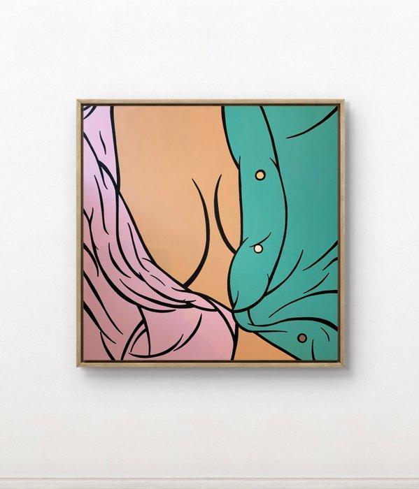 isem (1985) - Look into my eyes ( size XL 100x100cm 100%, Antiek en Kunst, Kunst | Schilderijen | Modern