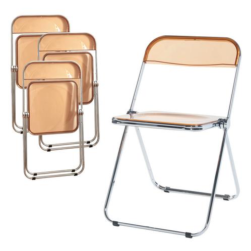 Klapstoel set van 4 Pornainen 74x46x47 cm oranje transparant, Huis en Inrichting, Stoelen, Verzenden