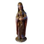 Antiek Houten Polychroom Beeld - Madonna Maagd Maria - 74 cm