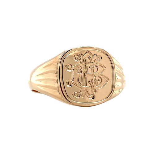 Gouden zegelring met gravure 14 krt, Sieraden, Tassen en Uiterlijk, Ringen, Nieuw, Ophalen of Verzenden