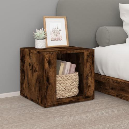 vidaXL Nachtkastje 41x40x36 cm bewerkt hout gerookt, Huis en Inrichting, Slaapkamer | Nachtkastjes, Nieuw, Minder dan 45 cm, Hout