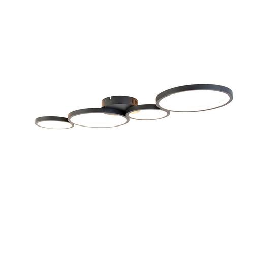 Plafondlamp zwart incl. LED 3 staps dimbaar 4-lichts -, Huis en Inrichting, Lampen | Plafondlampen, Nieuw