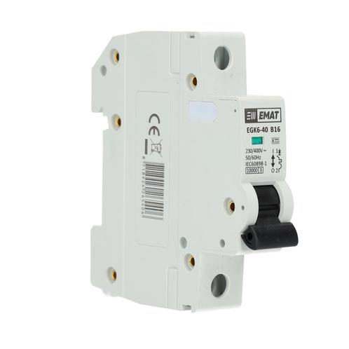 EMAT installatieautomaat 1-polig 16A B-kar (85001028), Doe-het-zelf en Verbouw, Elektra en Kabels, Verzenden