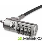 StarTech.com LTLOCK4D kabelslot Zwart, Zilver 2 m, Computers en Software, Antivirus- en Beveiligingssoftware, Verzenden, Nieuw