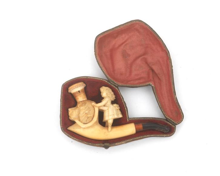 Een meerschuim pijp in etui, 19e eeuw, Antiek en Kunst, Curiosa en Brocante