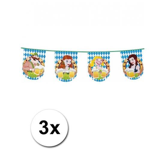 3x Bier feest vlaggenlijn/vlaggetjes - Bierfeest/Oktoberfest, Hobby en Vrije tijd, Feestartikelen, Ophalen of Verzenden