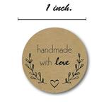 500 stickers labels rol handmade with love olijftakje kraft, Ophalen of Verzenden, Nieuw