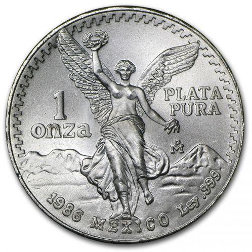 Mexican Libertad 1 oz 1986 (1.699.426 oplage), Postzegels en Munten, Munten | Amerika, Zuid-Amerika, Losse munt, Zilver, Verzenden