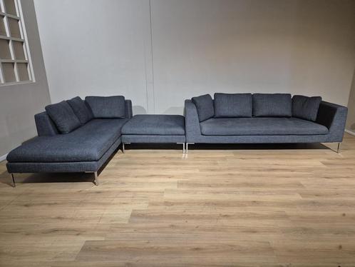 Alberta Collins Hoekbank - Chaise Longue - Stof - Blauw, Huis en Inrichting, Banken | Sofa's en Chaises Longues, 300 cm of meer