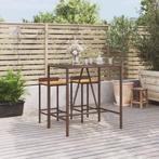 vidaXL Bartafel met glazen blad 110x70x110 cm poly rattan, Verzenden, Nieuw
