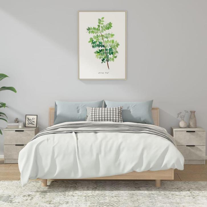 vidaXL Nachtkastjes 2 st bewerkt hout betongrijs, Huis en Inrichting, Slaapkamer | Nachtkastjes, Nieuw, Minder dan 45 cm, Hout