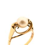 Gouden ring met parel (parel ring, gouden sieraden), Sieraden, Tassen en Uiterlijk, Ringen, Goud, Met edelsteen, Gebruikt, 17 tot 18