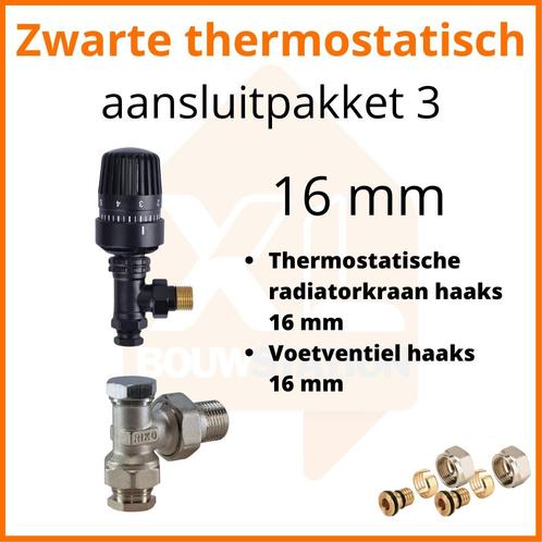 Eco 4 Zwarte thermostatisch M30 aansluitpakket 3 t.b.v. 16 m, Doe-het-zelf en Verbouw, Verwarming en Radiatoren, Radiator, Nieuw