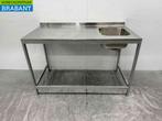 RVS Spoeltafel Spoelbak Dubbele spoelbak 126,5 cm Horeca, Ophalen of Verzenden, Gebruikt