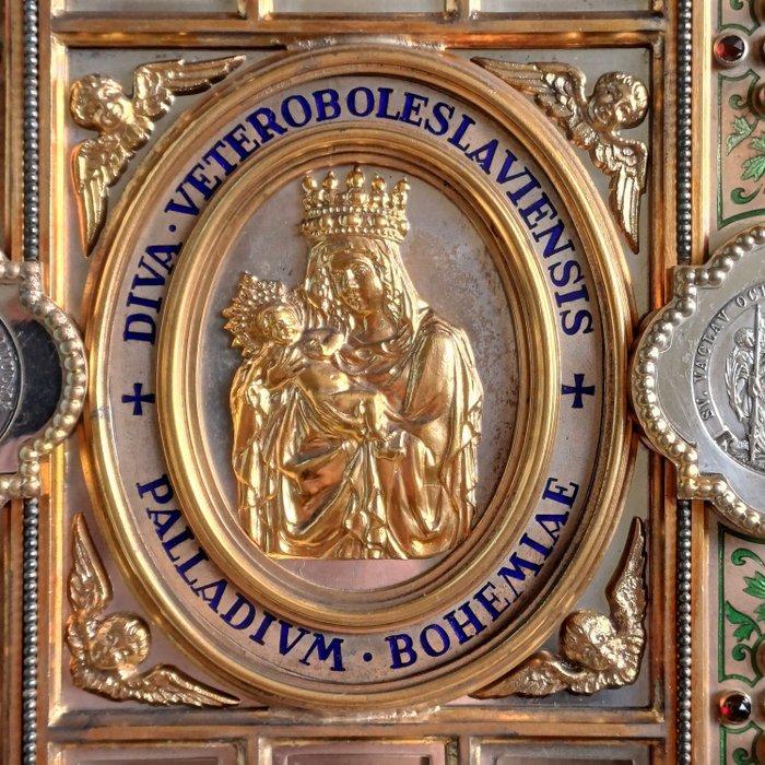 Antiek Reliekhouder - Verguld, Verzilverd, Messing, Glas,, Antiek en Kunst, Kunst | Niet-Westerse kunst