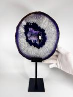 XXL Agate with rock crystal geode on stand Geode - Hoogte: