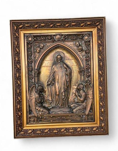 R. Badia - Plaque - Grote reliëf met lijst - Jezus heilig, Antiek en Kunst, Kunst | Niet-Westerse kunst