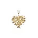 Bicolor gouden hanger van een hart met gouden draden, Ophalen of Verzenden, Gebruikt, Goud, Overige merken