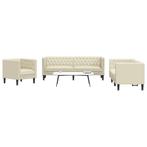 vidaXL 3-delige Loungeset Chesterfield-stijl kunstleer, Verzenden, Nieuw, Vierpersoons of meer, Leer