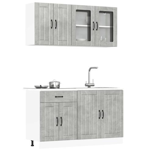 vidaXL 4-delige Keukenkastenset Lucca bewerkt hout, Huis en Inrichting, Keuken | Keukenelementen, Grijs, Nieuw, Verzenden