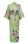 KIMU® kimono groen satijn XL-XXL ochtendjas yukata kamerjas