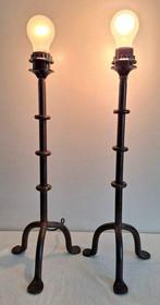 Kandelaar - Smeedijzeren - Tafellampen - Twee smeedijzeren