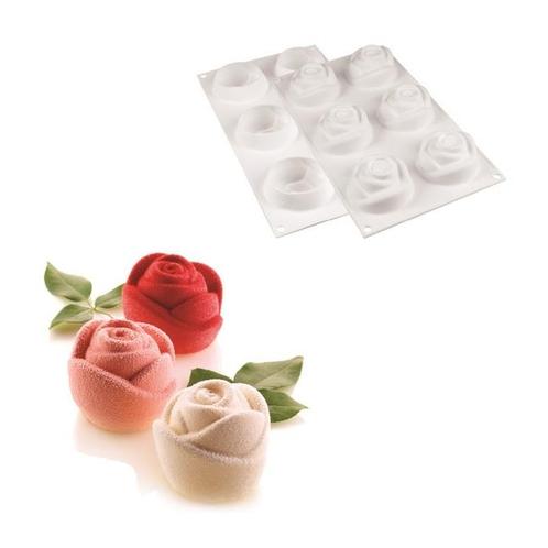 Silikomart Siliconen Bakvorm Roos (6x) Ø7x5,5cm, Hobby en Vrije tijd, Taarten en Cupcakes maken, Nieuw, Verzenden