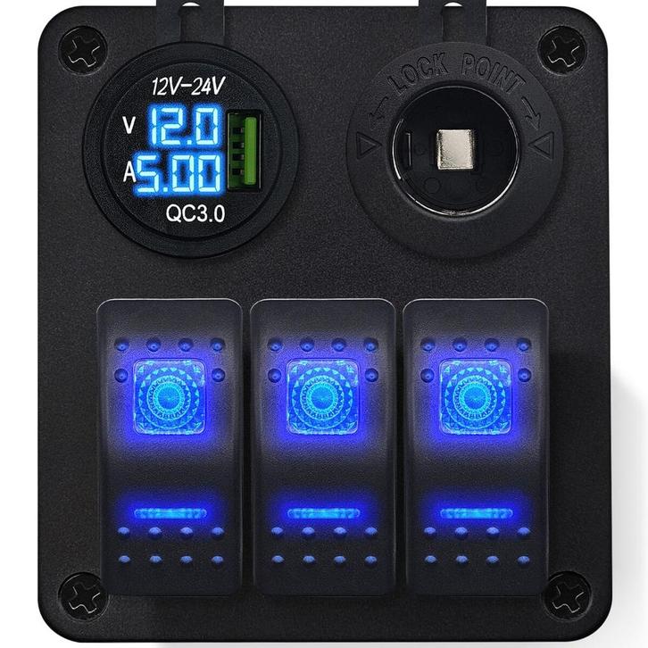 ProRide Schakelpaneel 12V voor Auto/Boot - USB Lader met, Doe-het-zelf en Verbouw, Elektra en Kabels, Nieuw, Verzenden