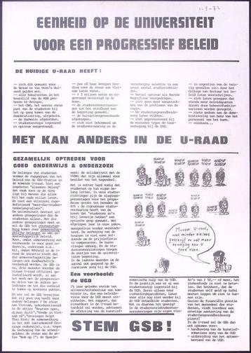 Poster van de GSB (Groninger Studentenbond) (lijst optie) beschikbaar voor biedingen