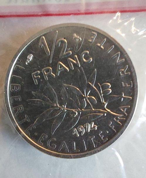 Frankrijk. 1/2 Franc 1974 Semeuse. Piéfort en argent (Zonder, Postzegels en Munten, Munten | Europa | Euromunten